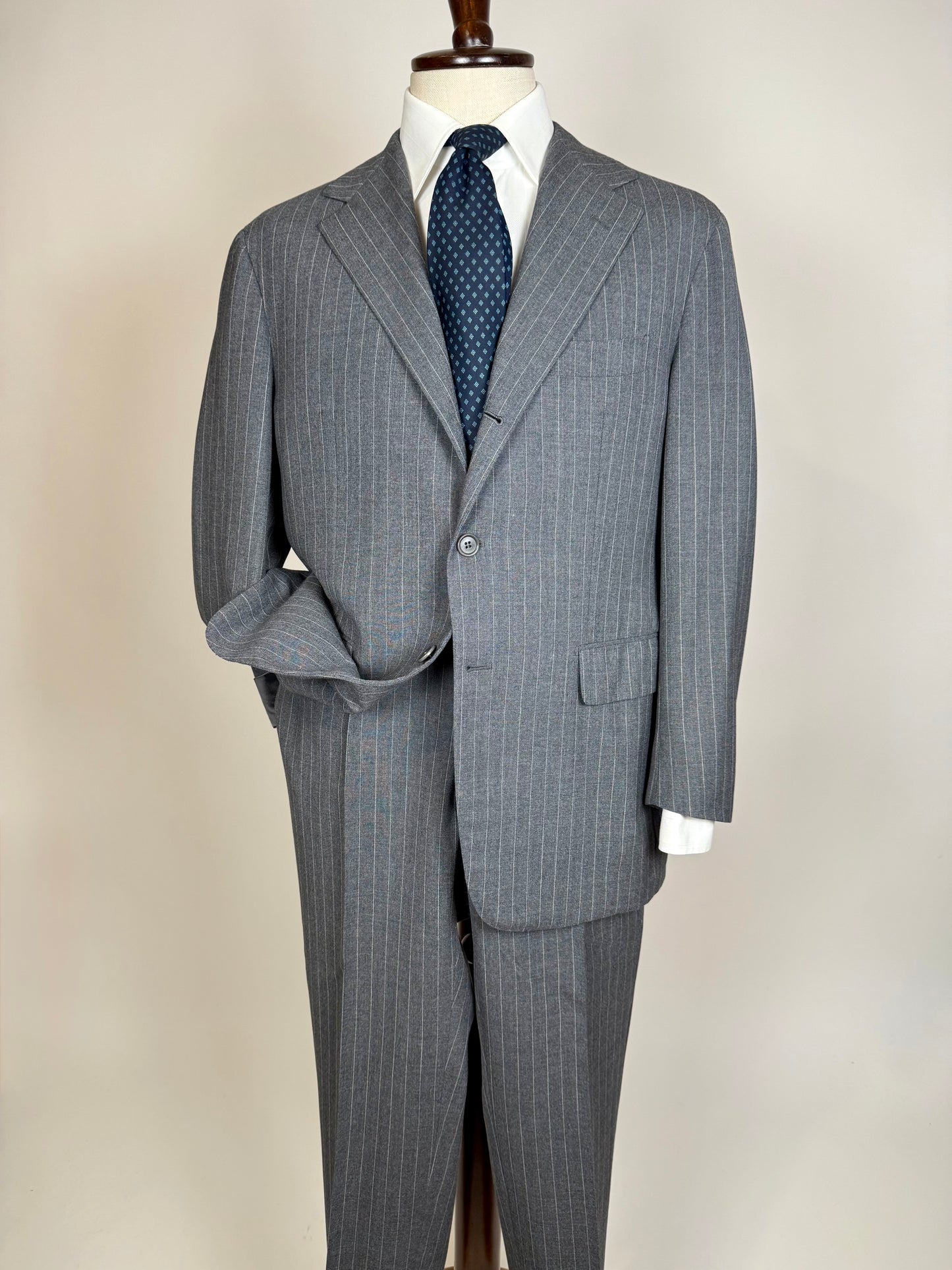 Completo estivo Sartoria Partenopea fresco lana grigio gessato - tg. 50/52