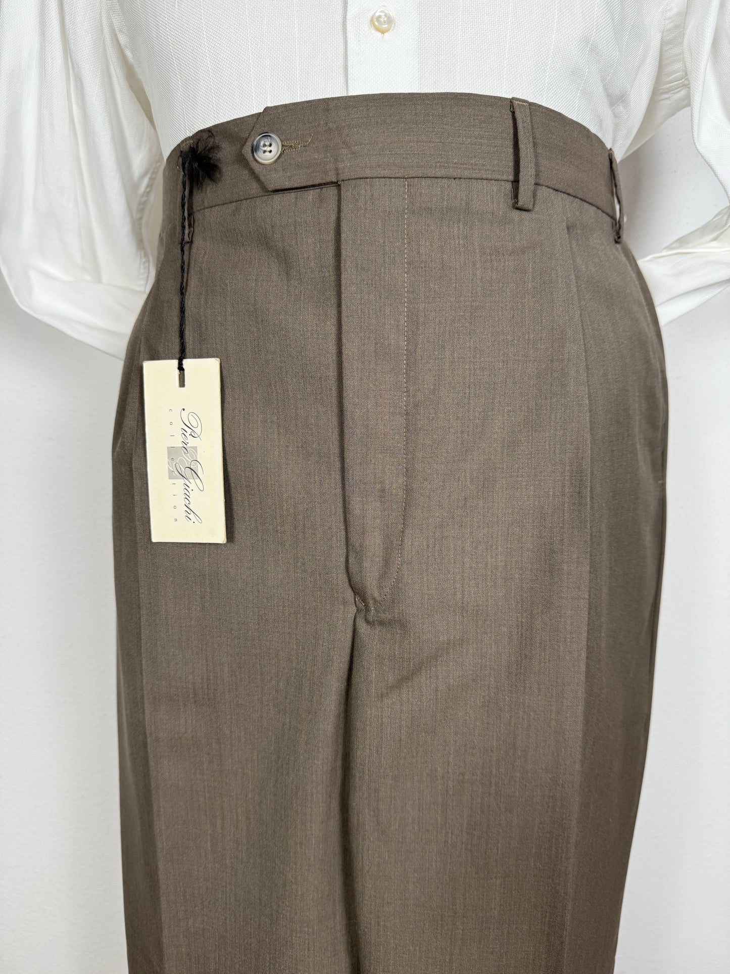 Pantalone anni ‘90 fresco lana marrone cacao (NOS) - tg. 56