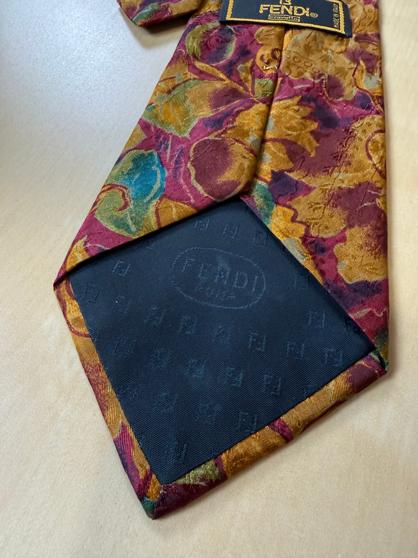 Cravatta Fendi vintage floreale jacquard