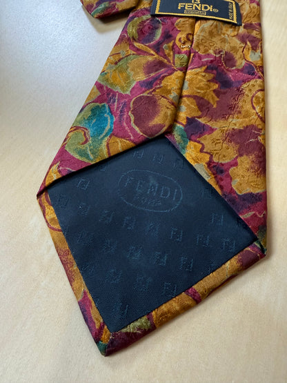Cravatta Fendi vintage floreale jacquard