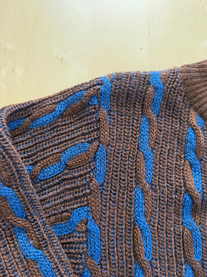 Maglione vintage a trecce in lana e mohair - L