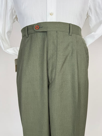 Pantaloni fresco lana verde scuro anni '80 (NOS) - tg. 54/56