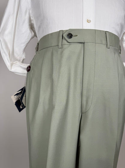 Pantaloni fresco lana verde menta anni '80 (NOS) - tg. 50