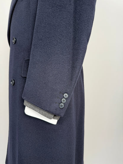 Cappotto in puro cammello blu con soffietto e martingala - tg. 48-52