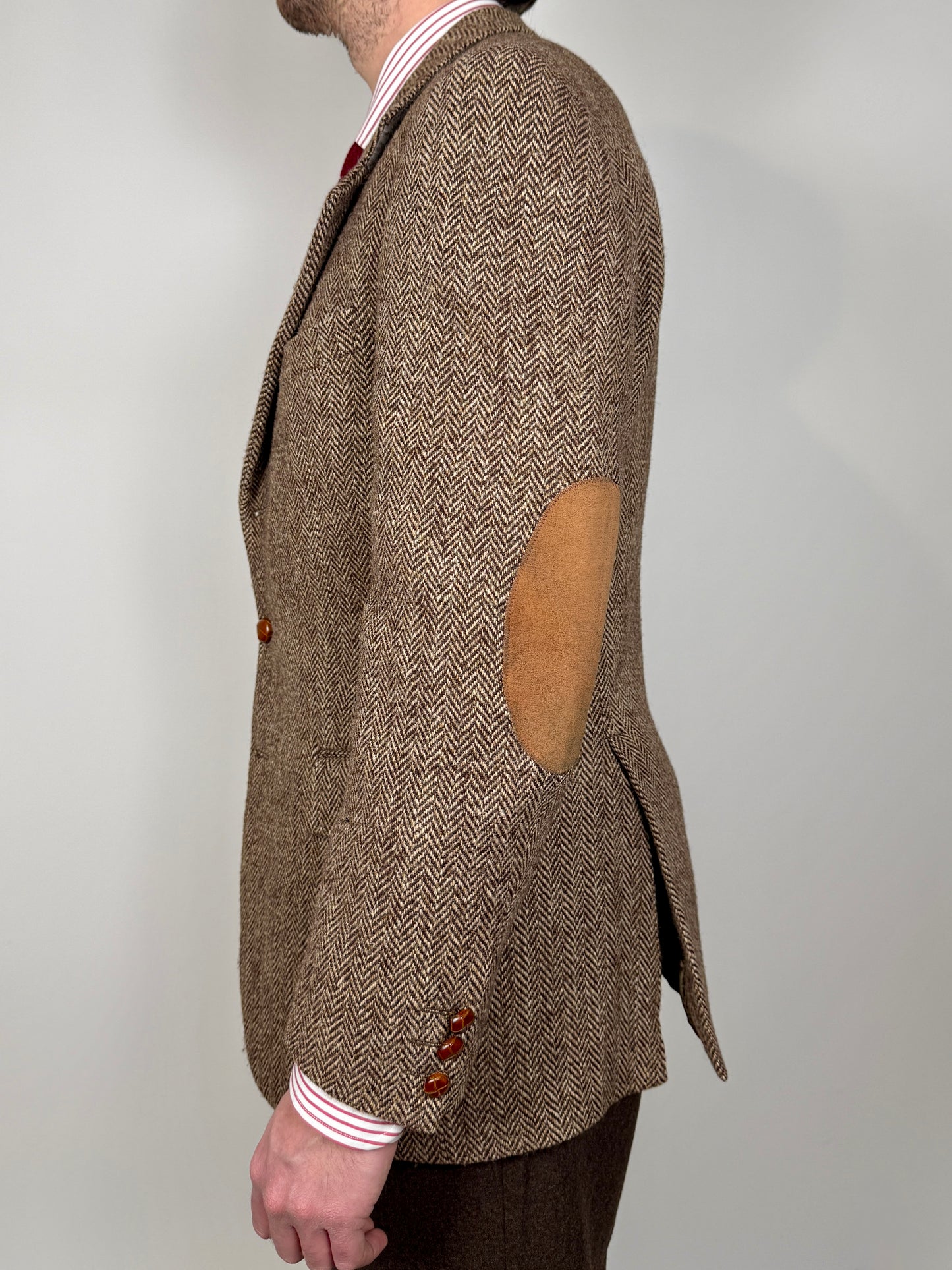 Giacca anni ‘90 in Harris Tweed marrone spigato - tg. 50