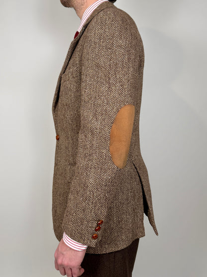 Giacca anni ‘90 in Harris Tweed marrone spigato - tg. 50