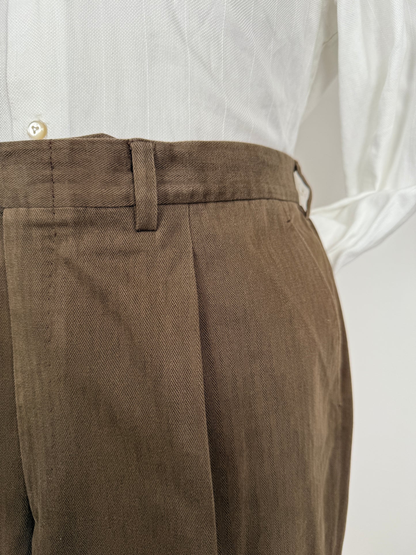 Pantaloni sartoriali in cotone spigato marrone - tg. 54