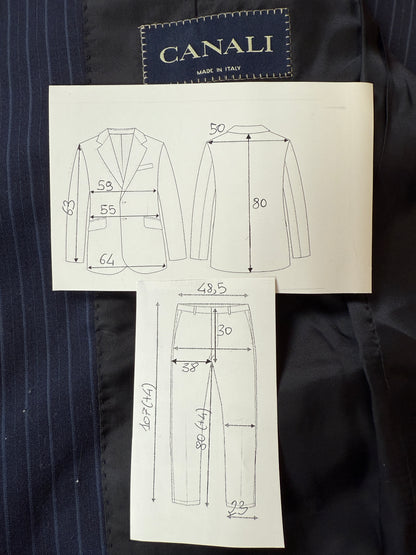 Completo Canali lana pettinata blu gessato - tg. 54