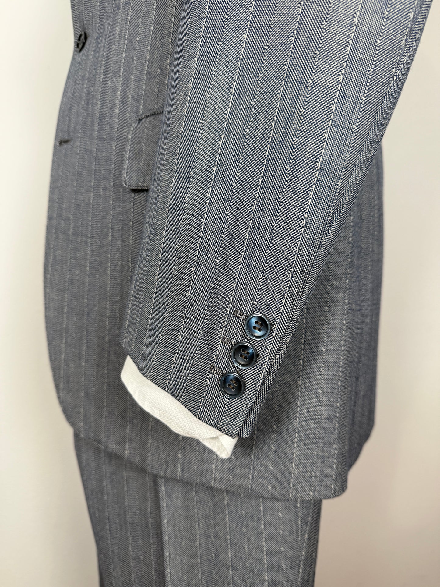 Completo anni ‘60 in grisaglia blu spinato - tg. 48