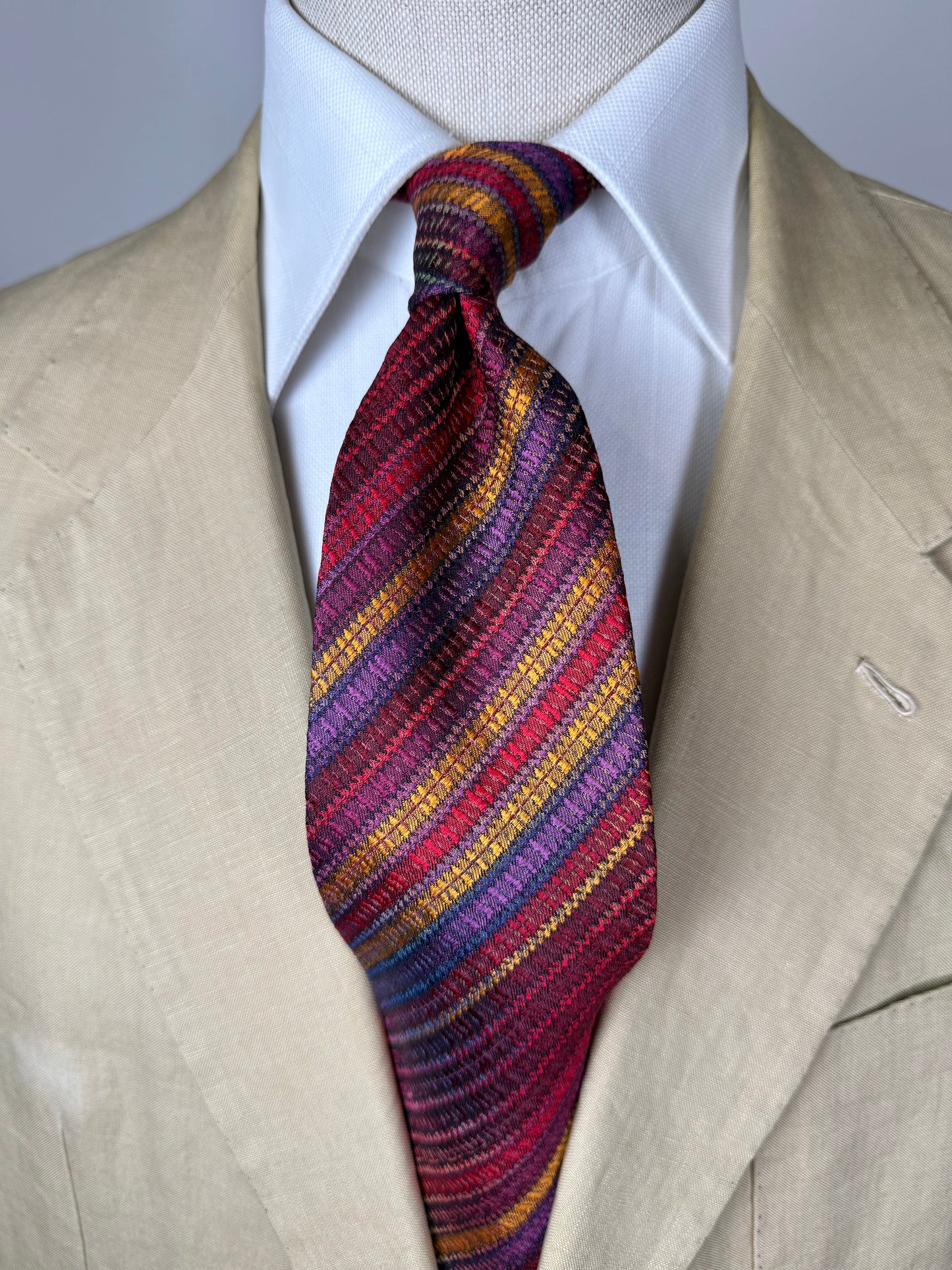 Cravatta Missoni righe rosso viola