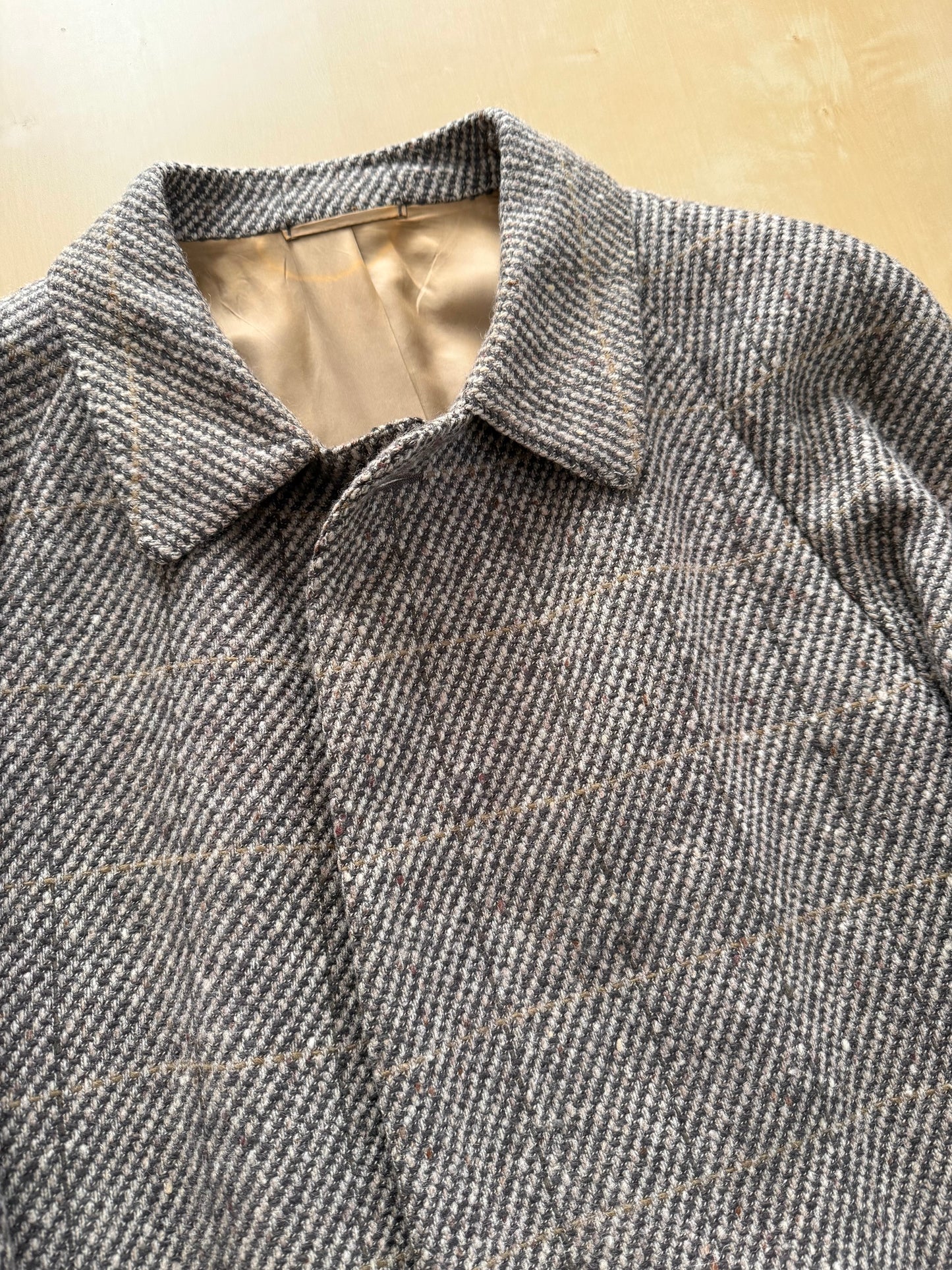 Cappotto raglan anni ‘80 tweed finestrato - tg. 54-56