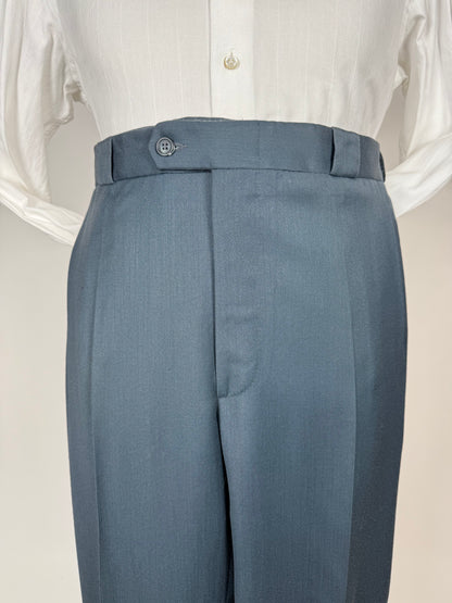Pantaloni anni '80 lana pettinata verde petrolio (NOS) - tg. 50