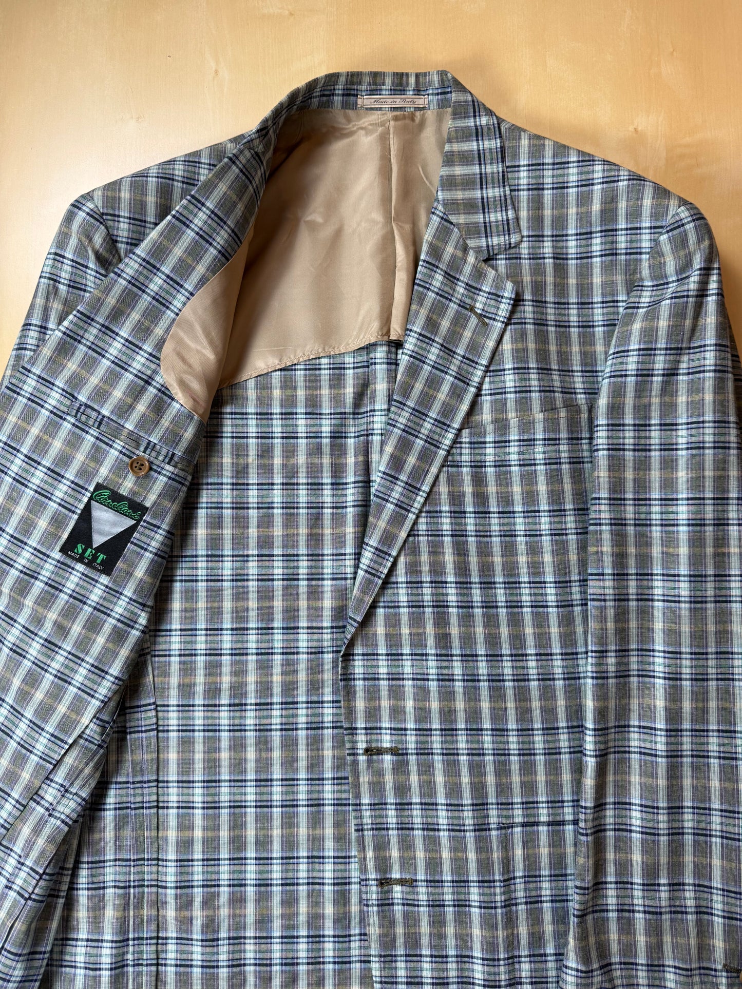 Giacca estiva Corneliani anni '80 in cotone a quadri - tg. 50