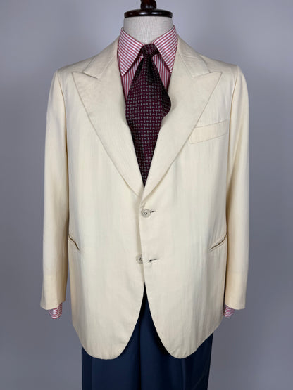 Giacca sartoriale twill bianco panna anni '60/'70 - tg. 52/54 drop basso