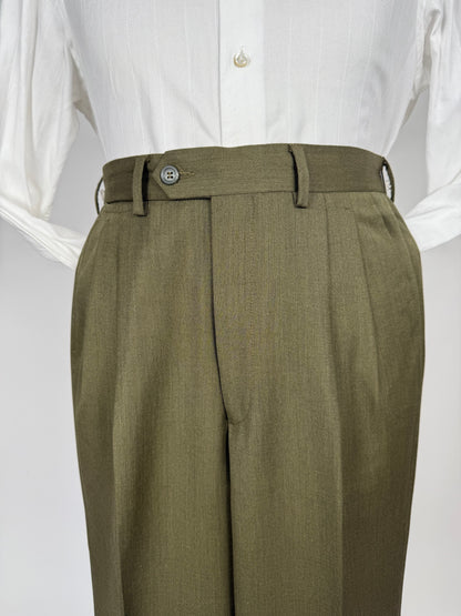 Completo anni ‘80 verde oliva lana pettinata E. Zegna - tg. 48/50