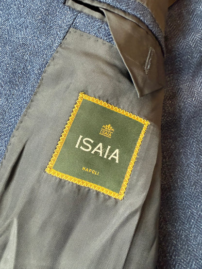 Giacca Isaia in puro lino spigato blu china - tg. 56