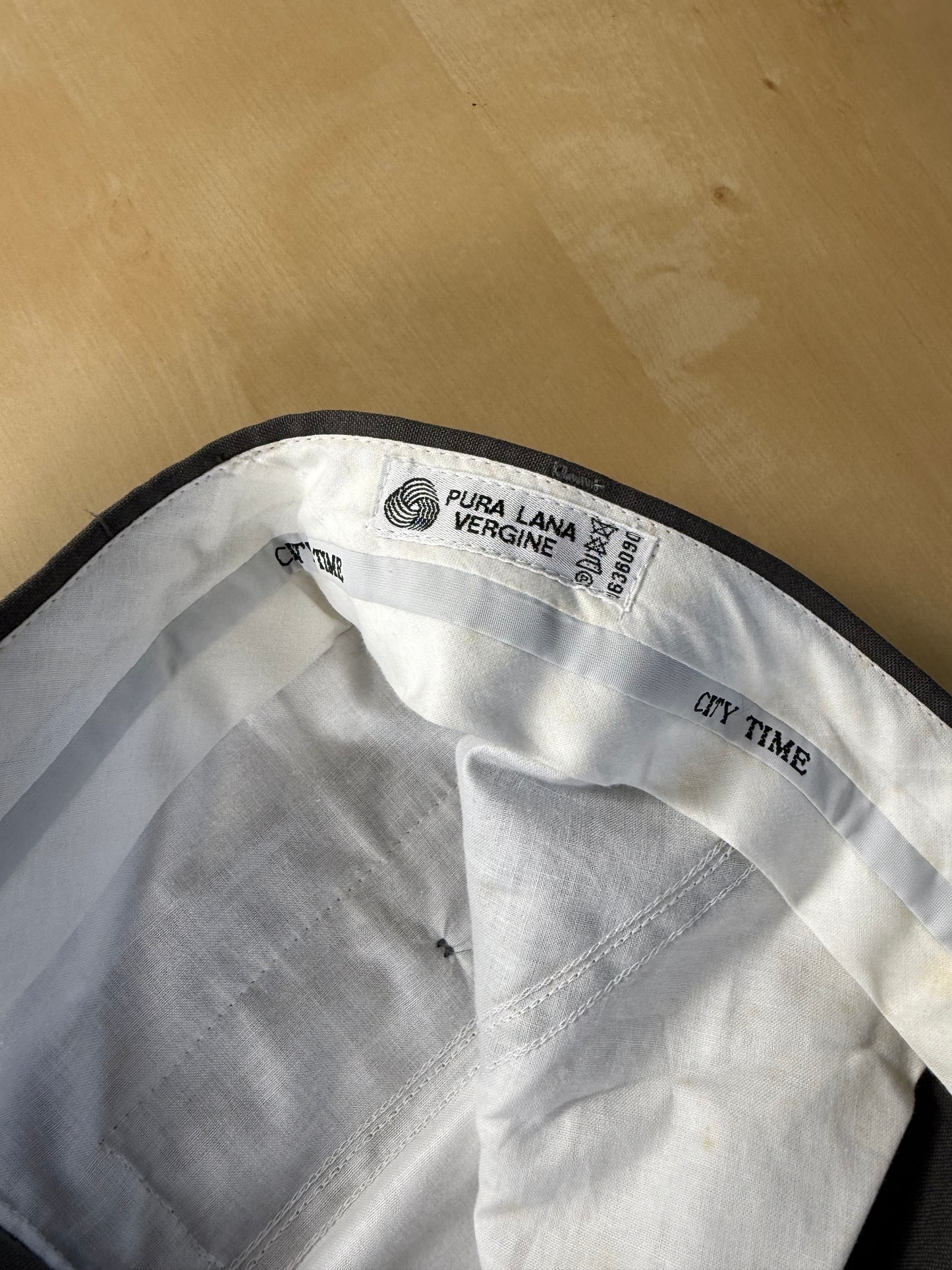 Pantaloni fresco lana grigio petrolio anni '80 (NOS) - tg. 52