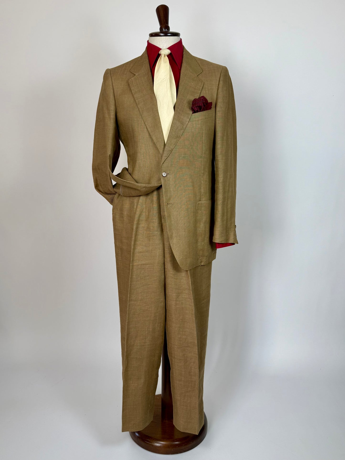 Completo anni '70 misto lino color corda - tg. 50