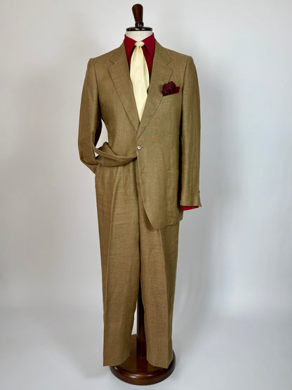 Completo anni '70 misto lino color corda - tg. 50