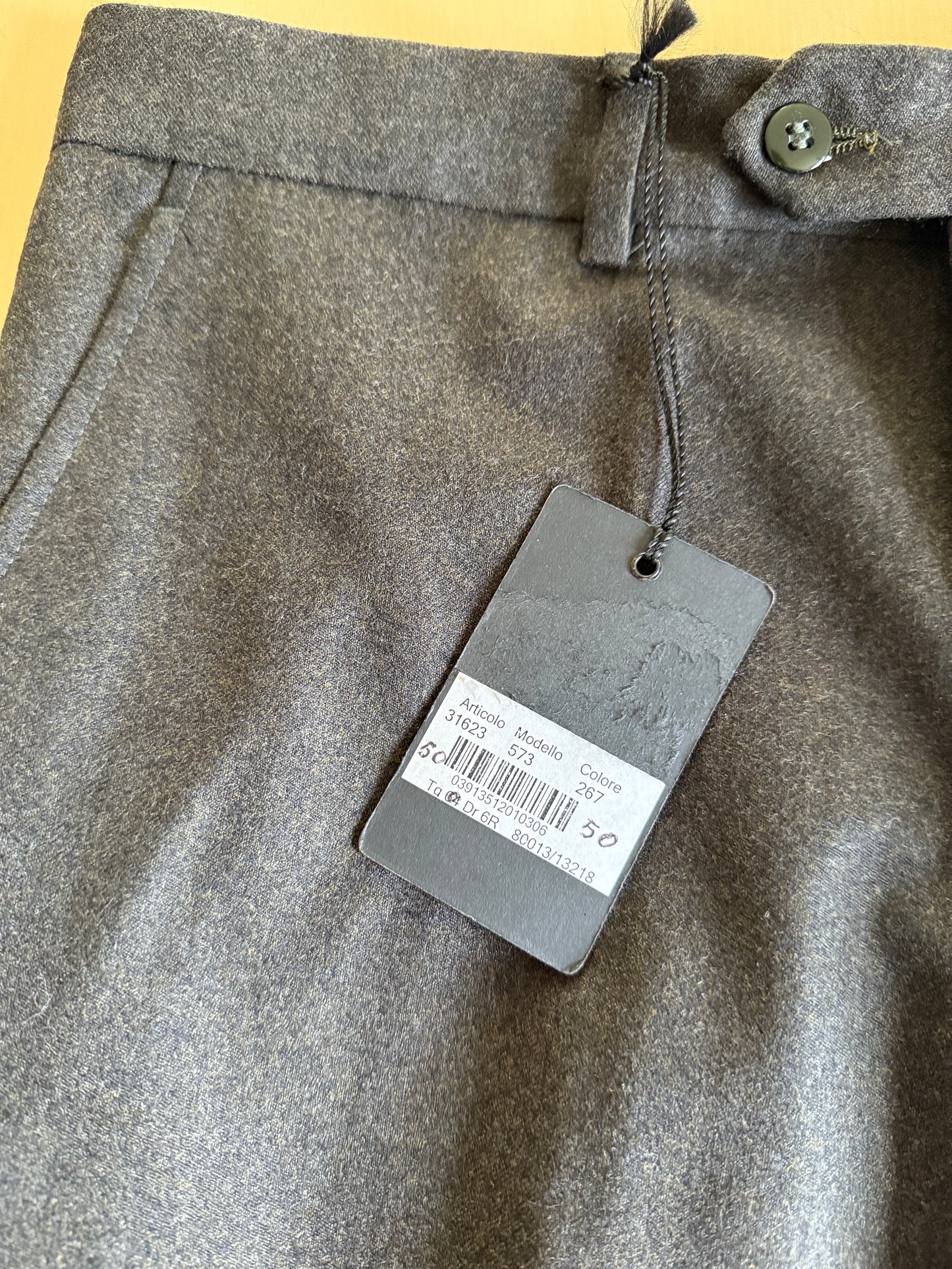 Pantaloni anni ‘90 in flanella marrone (NOS) - tg. 48/50