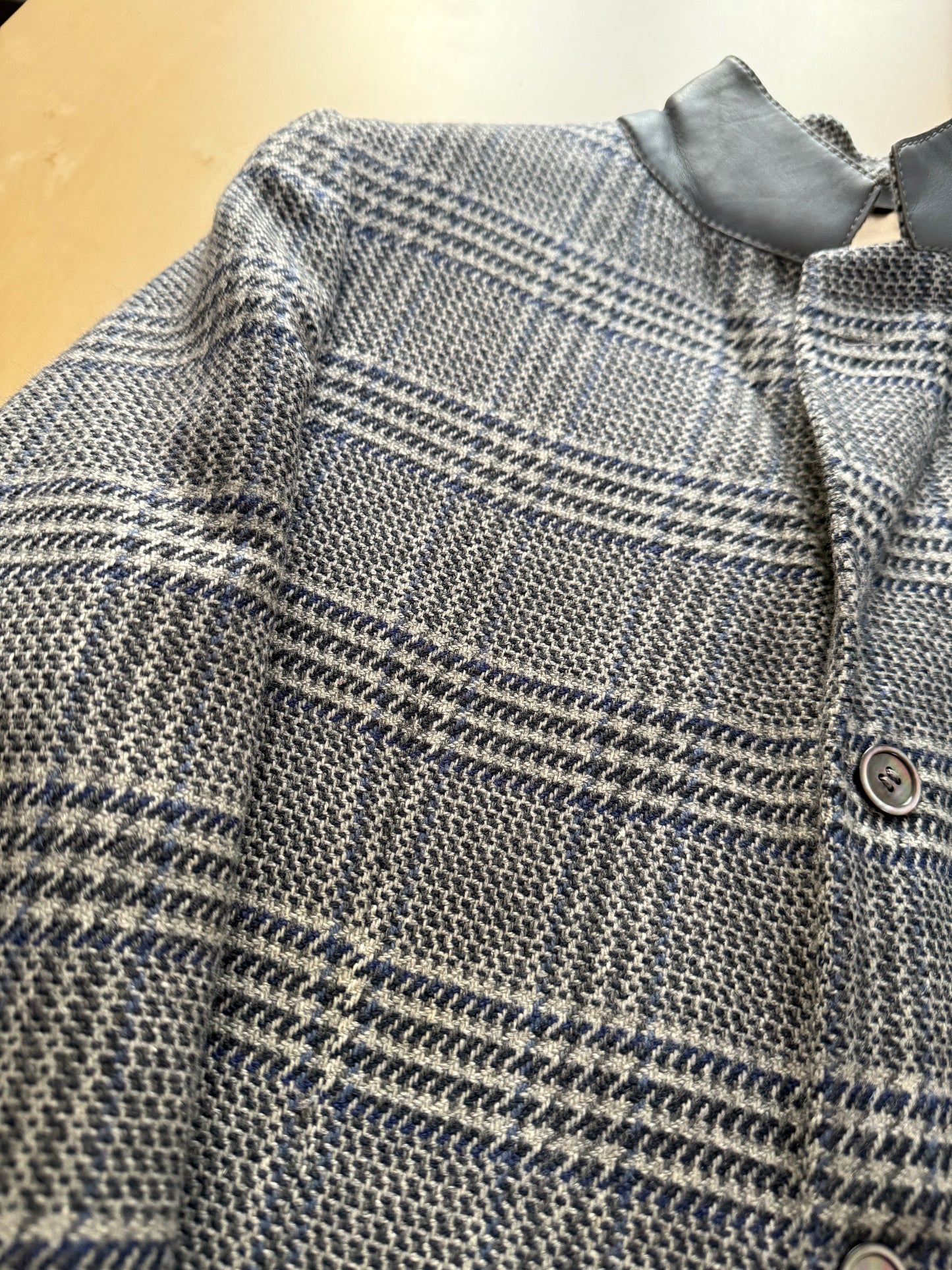 Giacca sportiva sartoriale anni ‘60 puro cashmere inserti in pelle - tg. 42