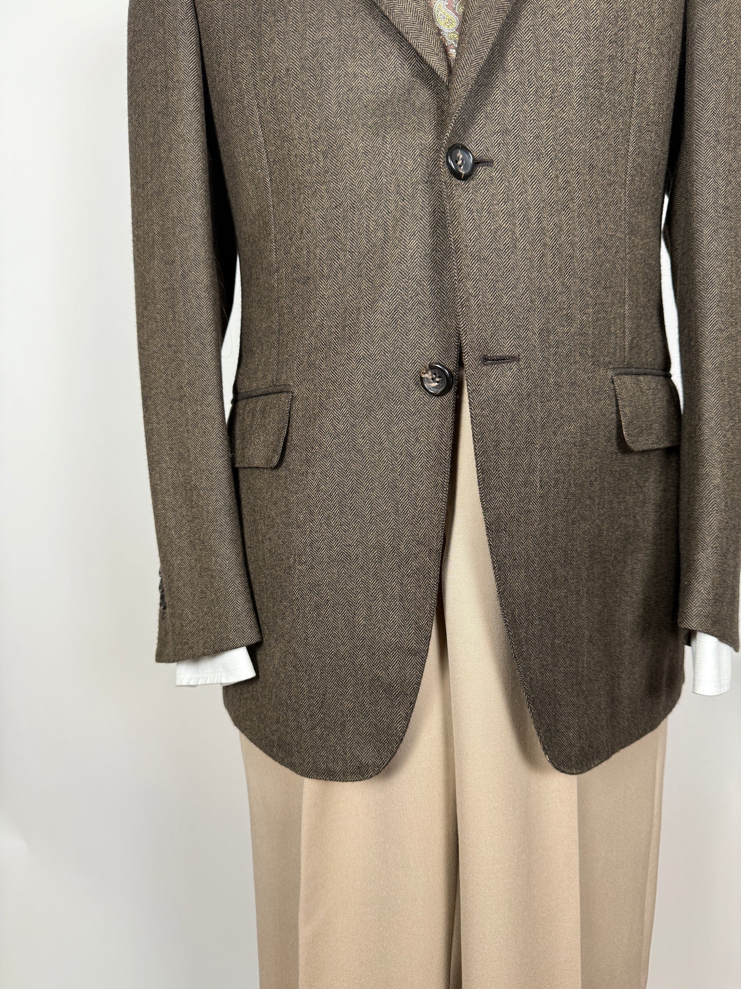 Giacca in lana e cashmere marrone spigato - tg. 44/46