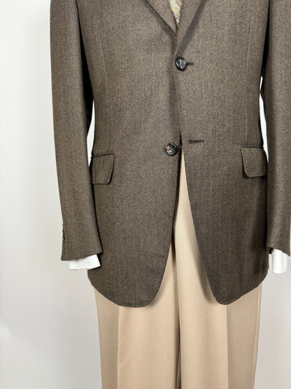 Giacca in lana e cashmere marrone spigato - tg. 44/46