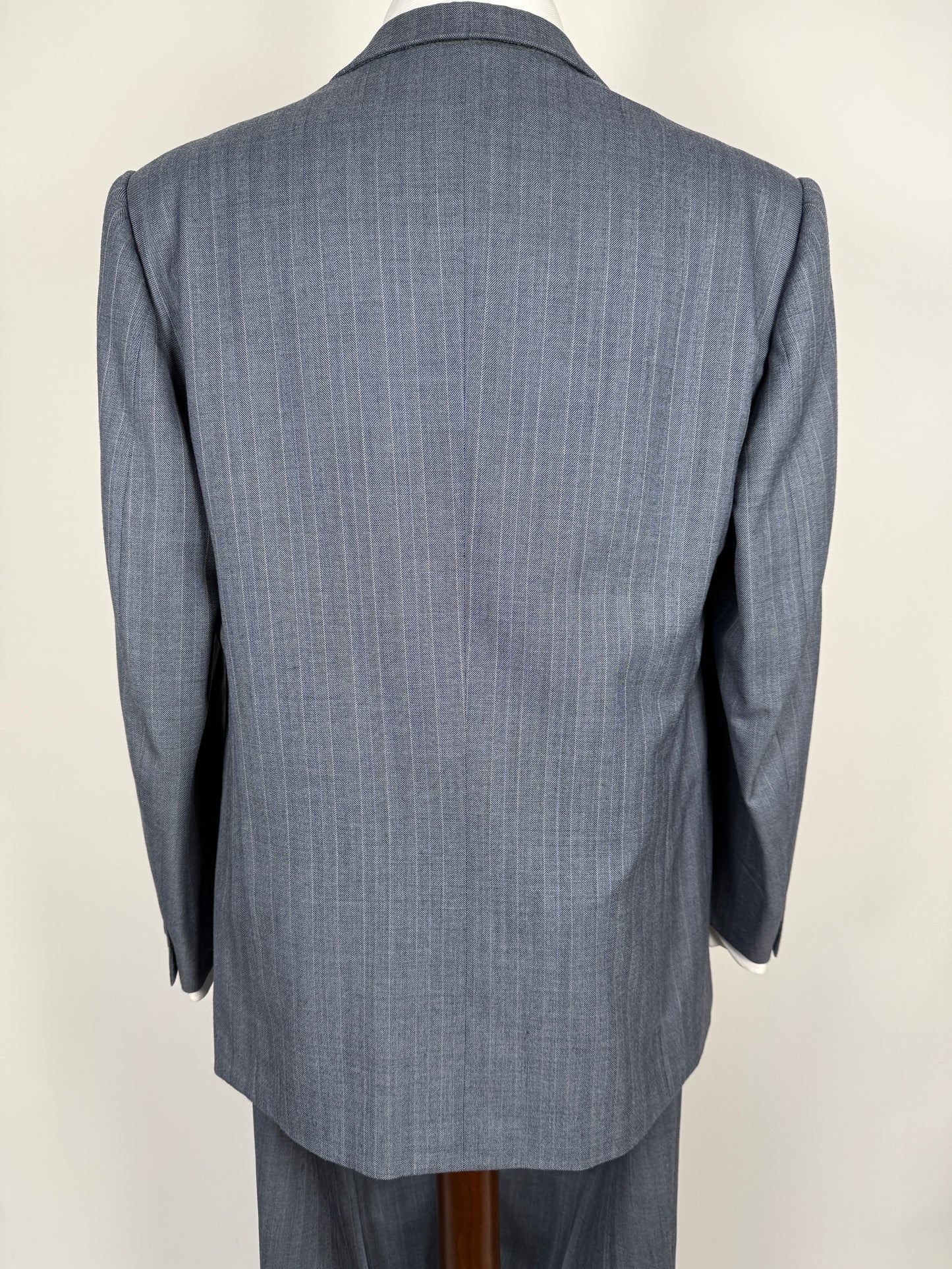 Completo sartoriale anni ‘60/'70 in grisaglia color carta da zucchero gessato - tg. 50/52