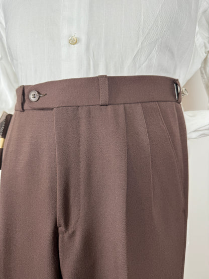 Pantaloni anni ‘80 in twill di lana color cioccolato (NOS) - tg. 44