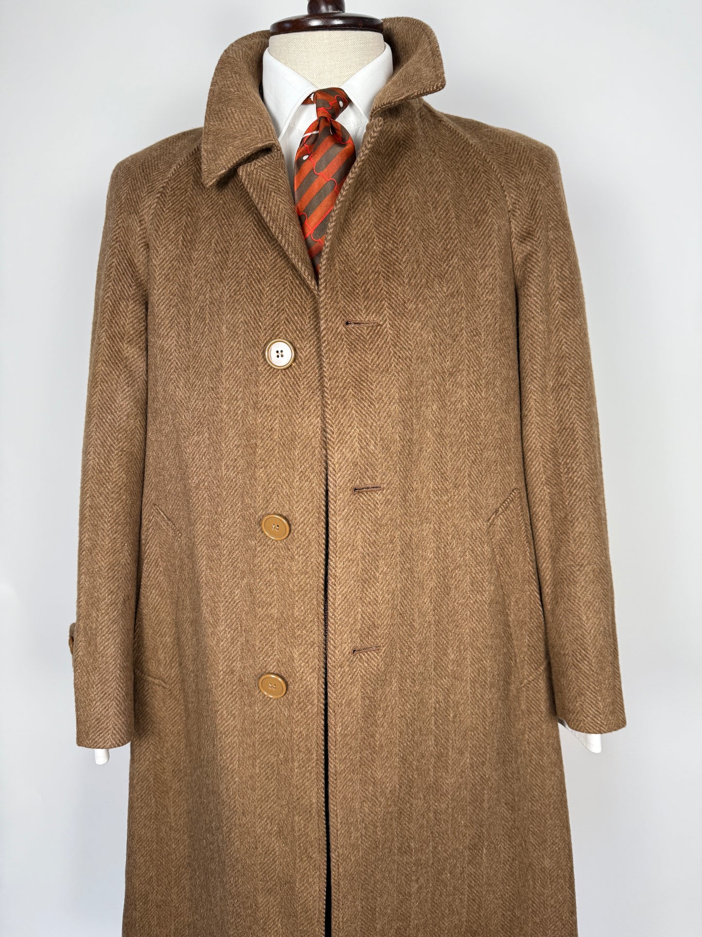 Cappotto raglan anni ‘70/‘80 marrone spigato - tg. 44-48