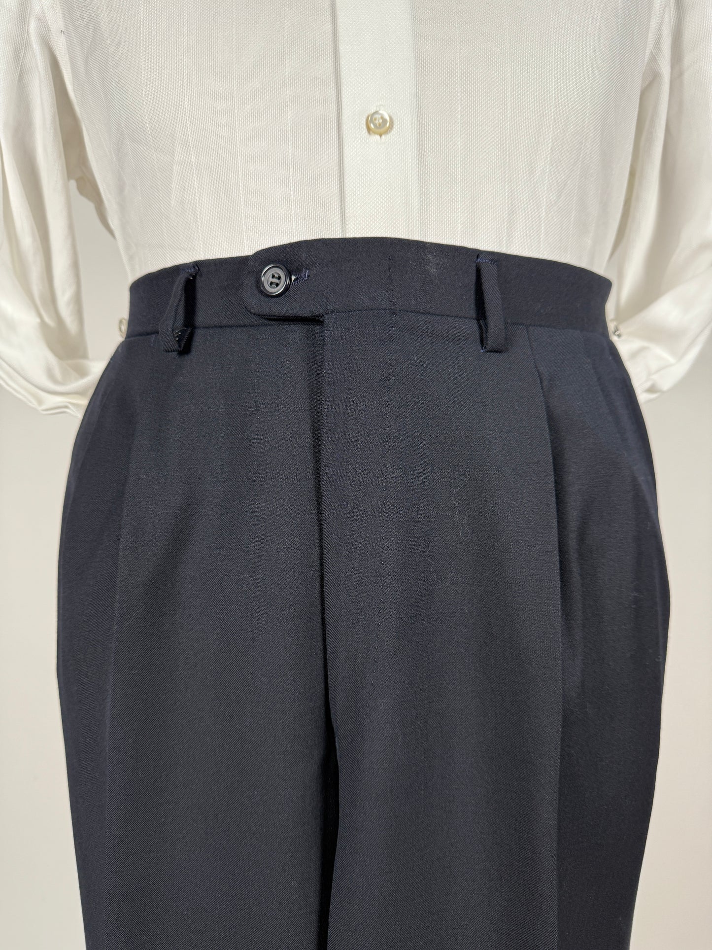 Pantaloni Ermenegildo Zegna anni ‘70/‘80 flanella pettinata blu - tg. 46/48