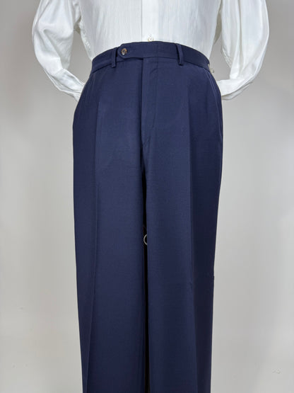 Completo doppiopetto anni '70 flanella blu - tg. 46