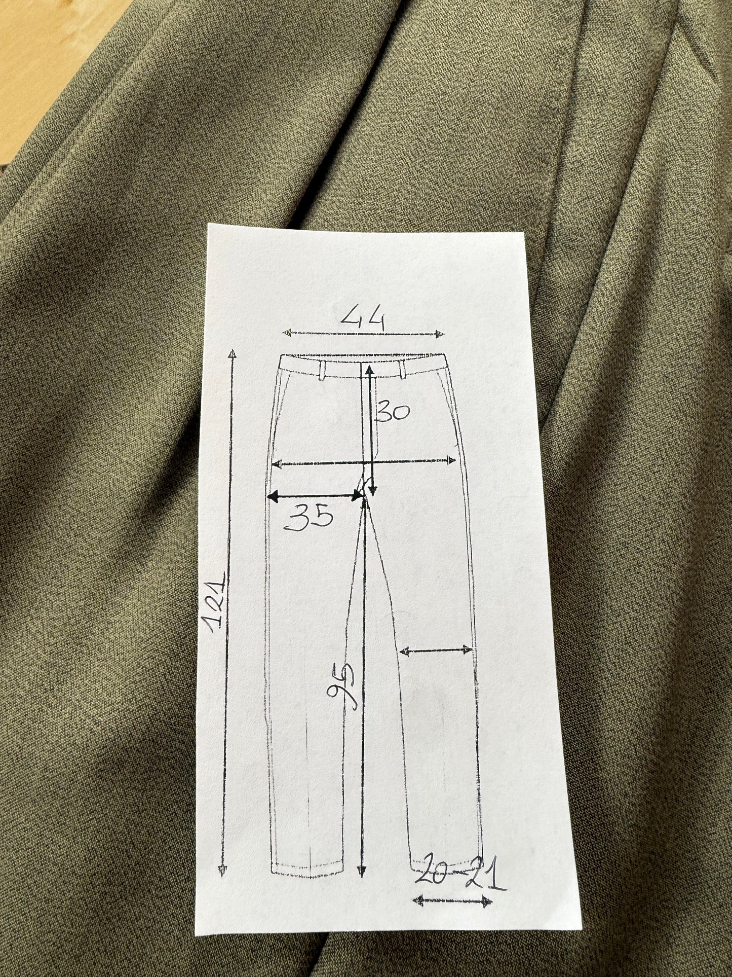 Pantaloni fresco lana verde oliva anni '80 (NOS) - tg. 50