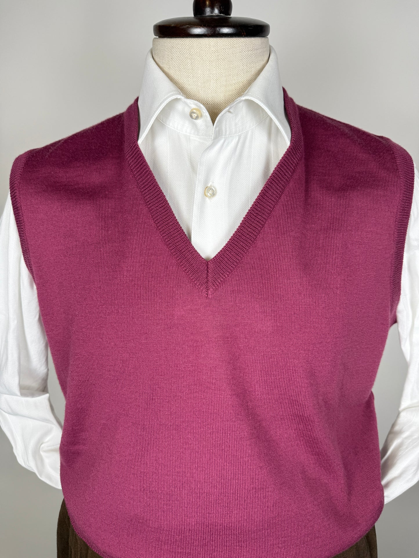 Gilet in pura lana merino rosa fucsia - M/L