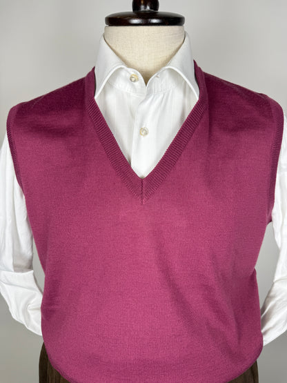 Gilet in pura lana merino rosa fucsia - M/L