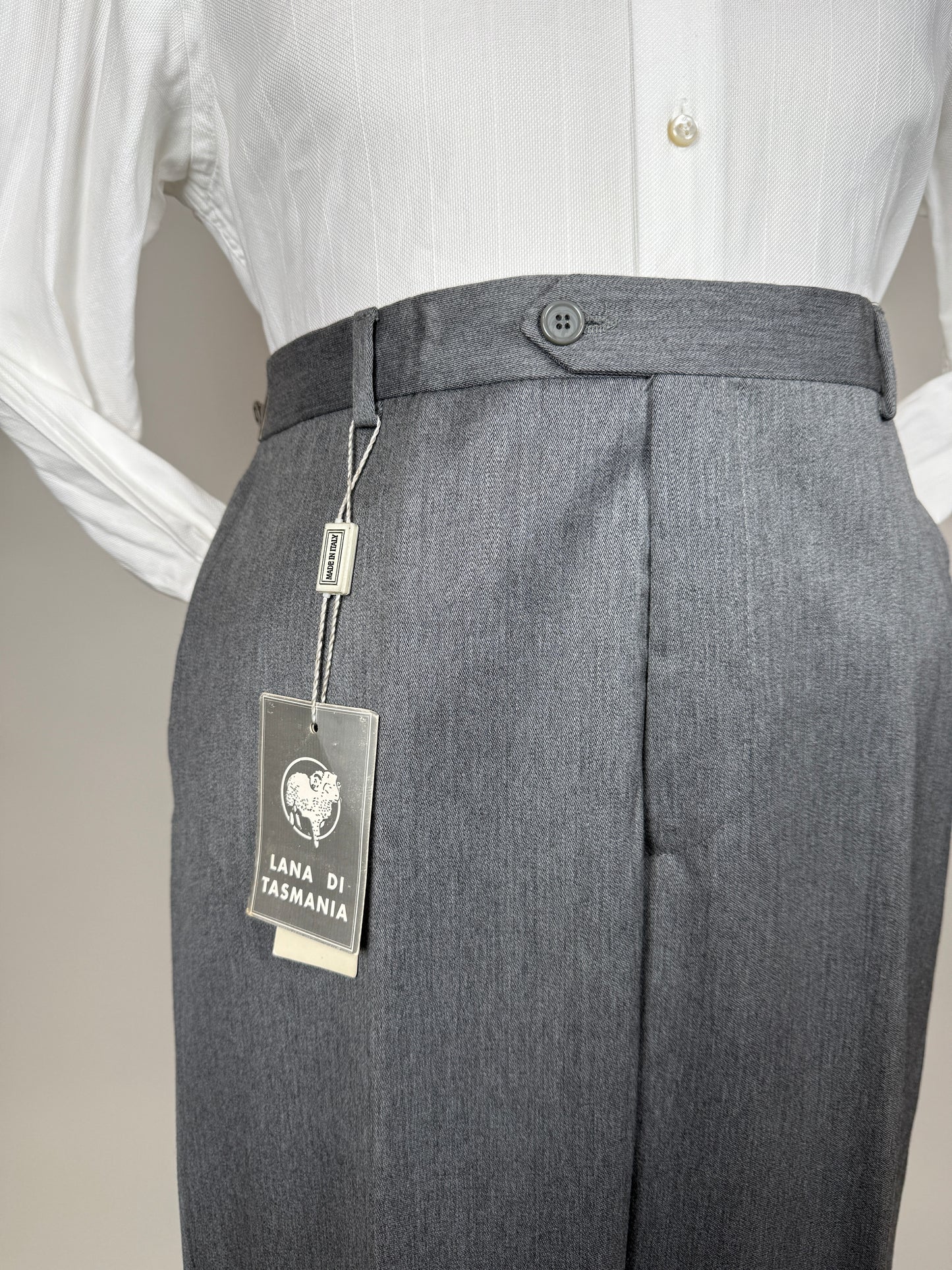 Pantaloni anni ‘90 flanella pettinata grigio chiaro (NOS) - tg. 52/54