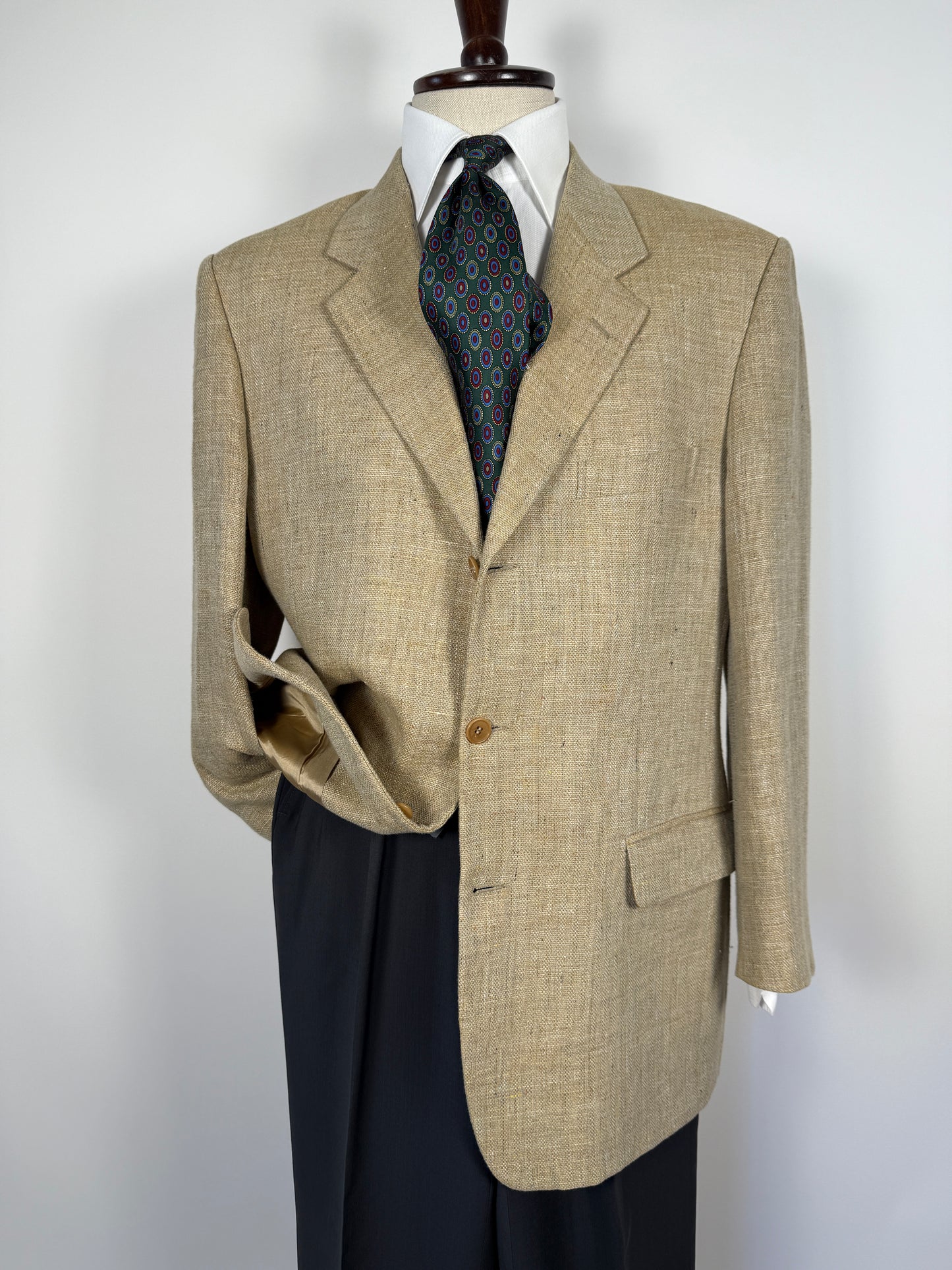 Giacca anni ‘90 in tela misto lino, lana e mohair - tg. 52/54