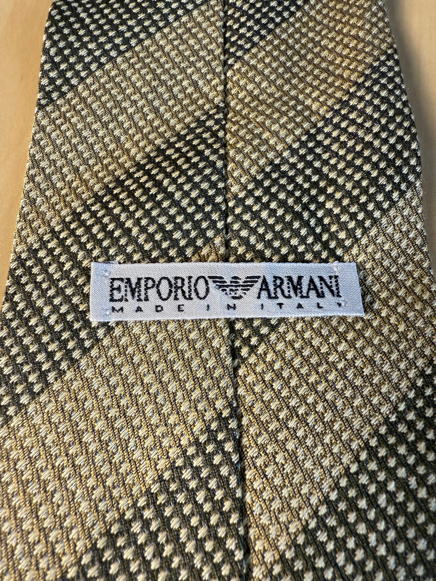 Cravatta Emporio Armani vintage in seta piquet regimental