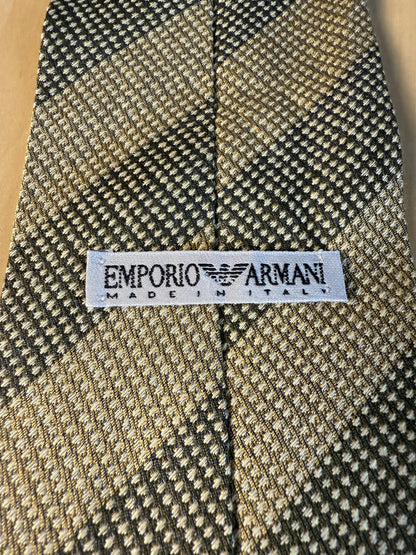 Cravatta Emporio Armani vintage in seta piquet regimental