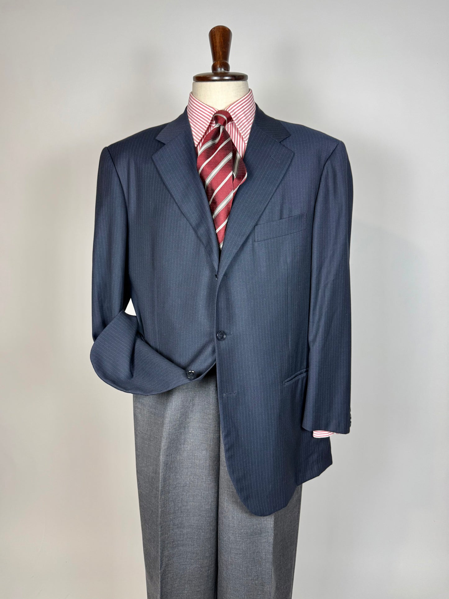 Giacca Pal Zileri tessuto Loro Piana four seasons blu gessato - tg. 56/58