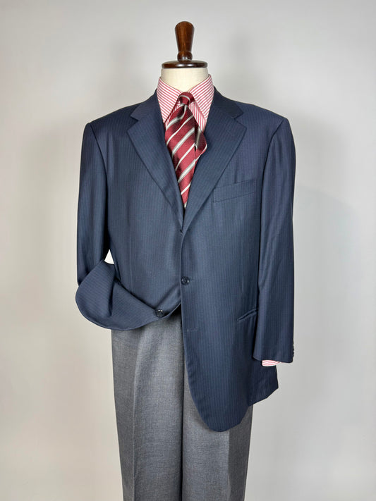 Giacca Pal Zileri tessuto Loro Piana four seasons blu gessato - tg. 56/58