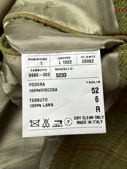 Giacca De Paz tweed verde cachi finestrato - tg. 52