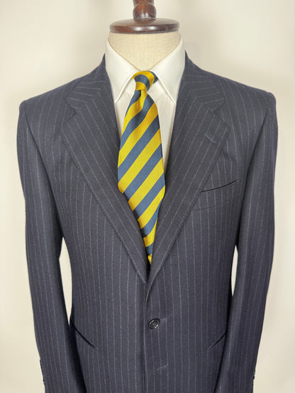 Completo anni ‘80 in flanella inglese blu gessato - tg. 48