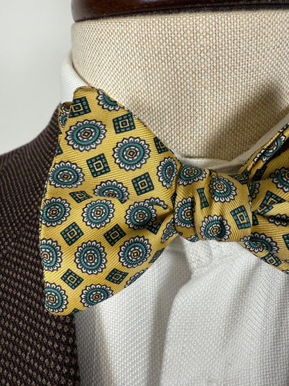 Papillon giallo micro fantasia verde e blu - collo >42