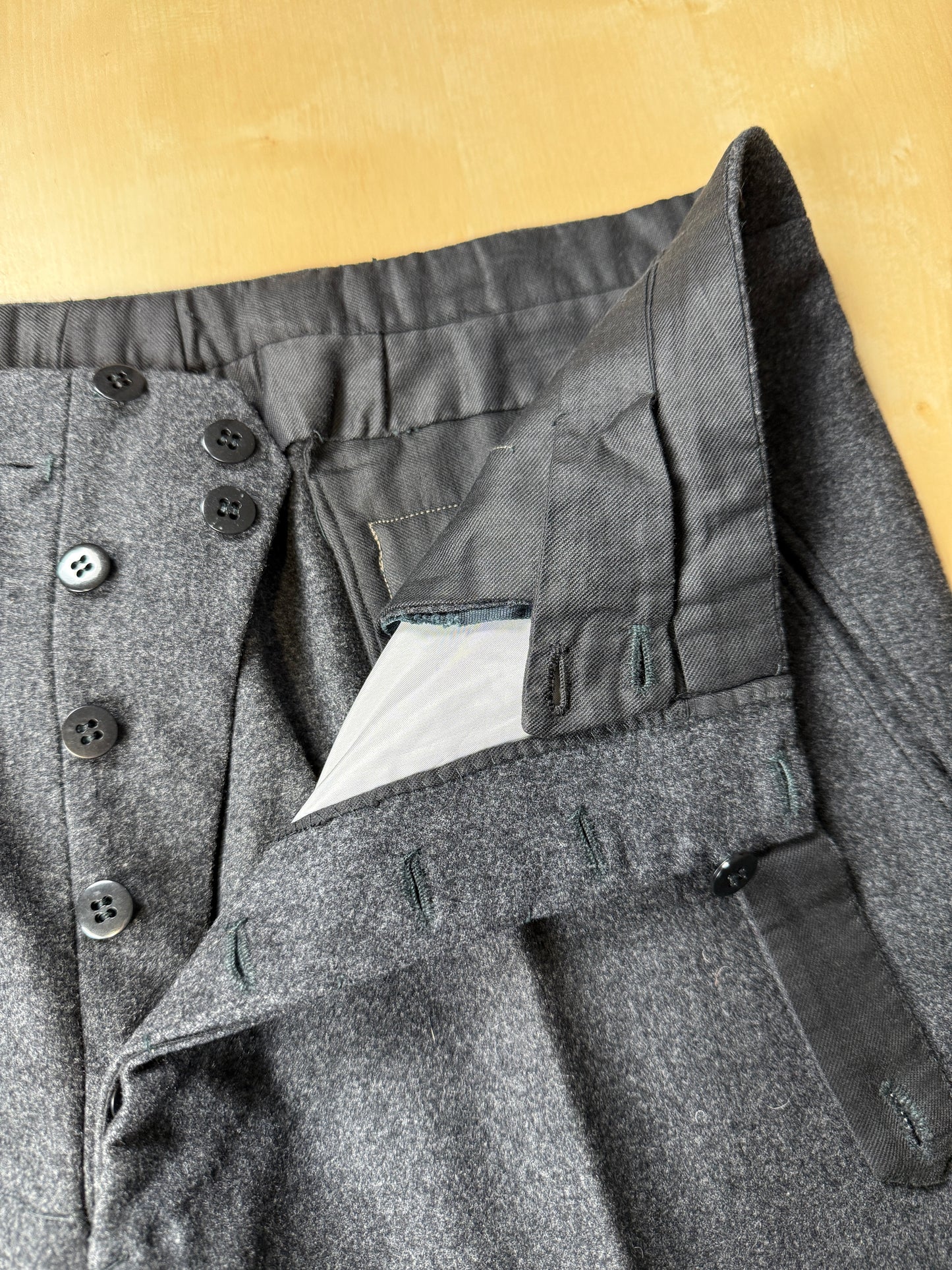 Pantaloni sartoriali anni ‘60/‘70 flanella antracite - tg. 50/52