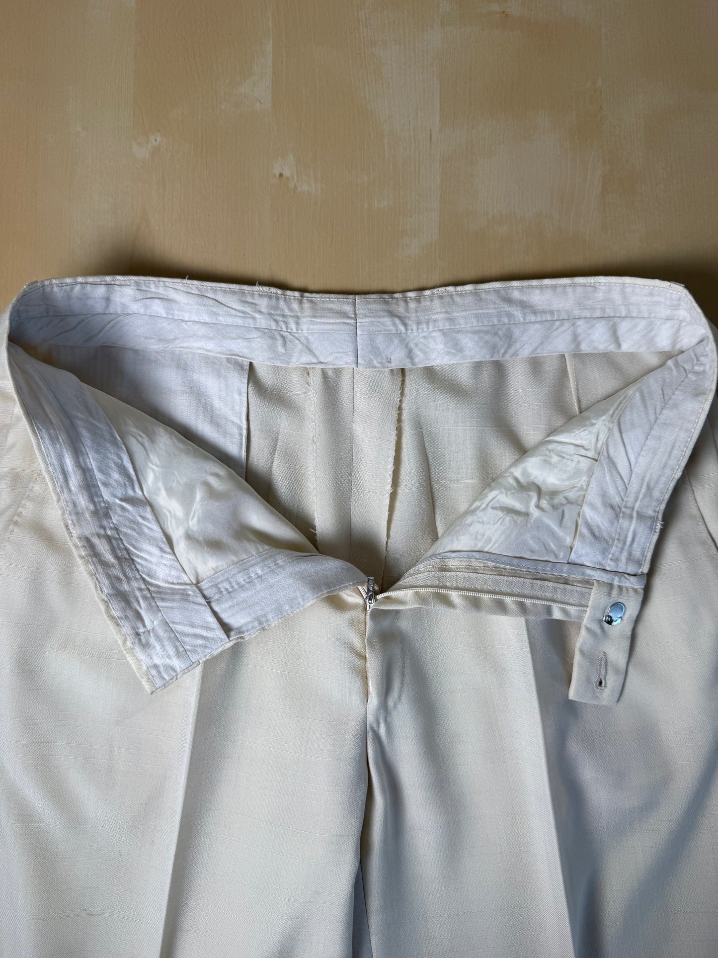 Pantaloni anni '70 misto seta color avorio - tg. 44/46