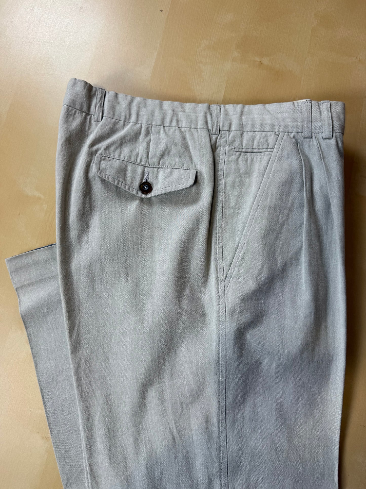 Pantaloni in misto lino anni ‘80 color avorio - tg. 50