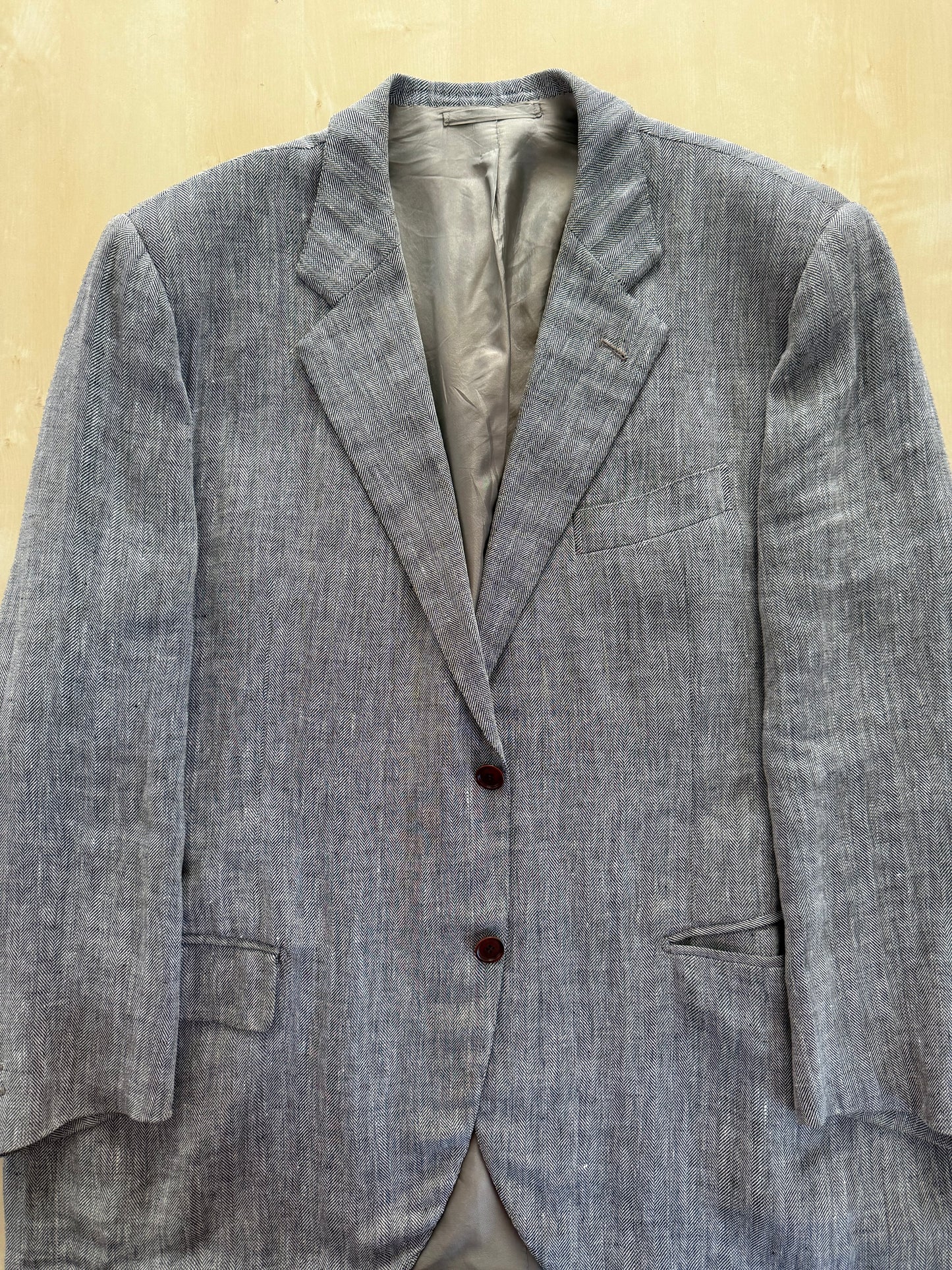 Giacca sartoriale in puro lino herringbone - tg. 60/62