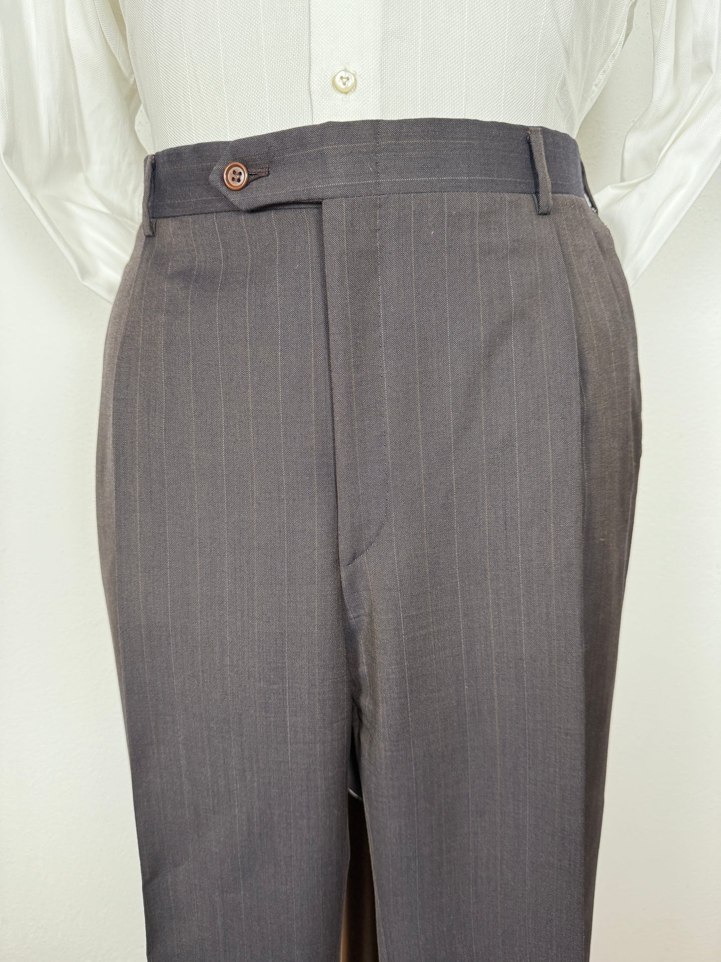 Completo Belvest anni '80 marrone gessato - tg. 56/58