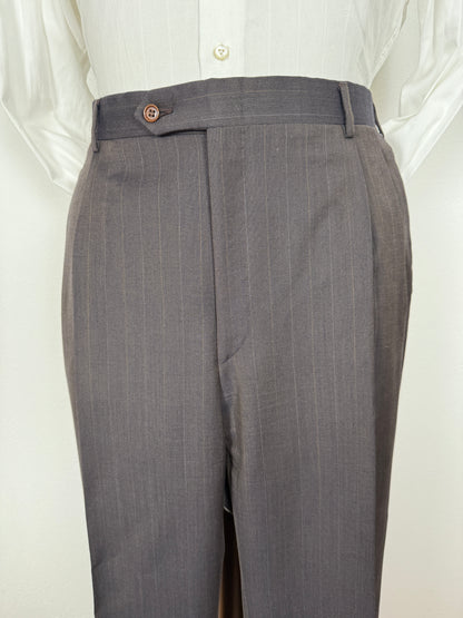 Completo Belvest anni '80 marrone gessato - tg. 56/58